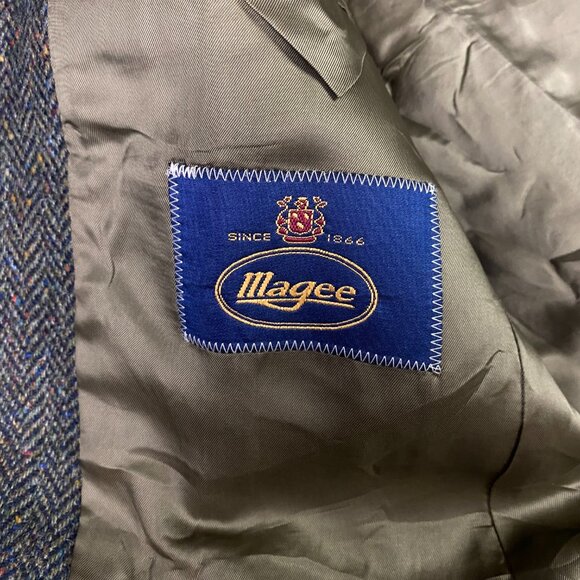 Magee Tailored Donegal Tweed Herringbone Blazer Men's 42S Green Speckled - Picture 7 of 15